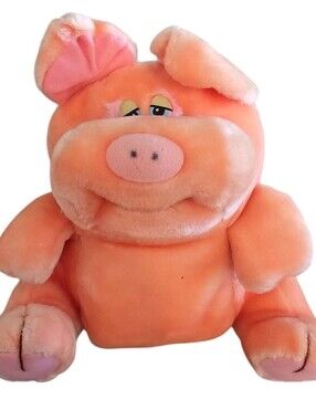 Vintage Emotions Pink Pig Plush Stuffed Animal Mattel 1983 Farm Animal Doll Toy